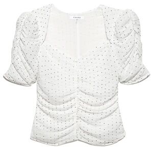 NWT Frame Gathered Button Front Polka Dot Blouse